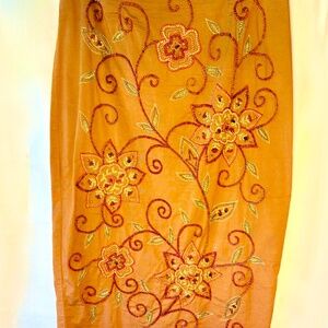 Hand-beaded Midi Pencil Skirt